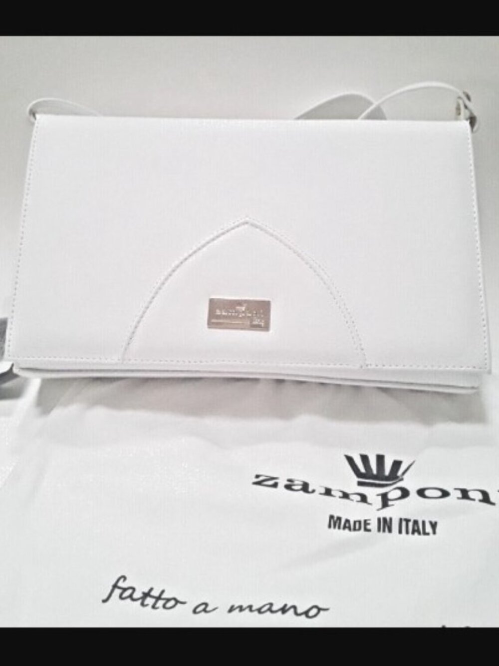 WHITE LEATHER SMALL SHOULDER BAG Satchel NEW Made In Italy